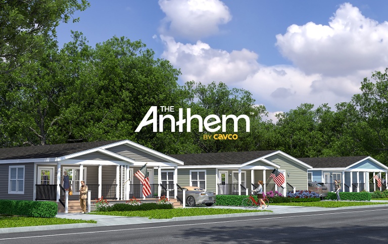 A street scene rendering of Anthem Duplex Series homes